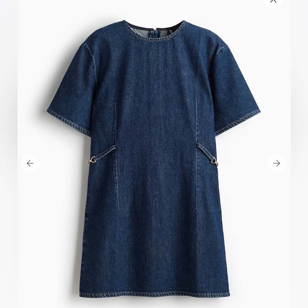 H&M 100% cotton Denim Dress with gold hardware